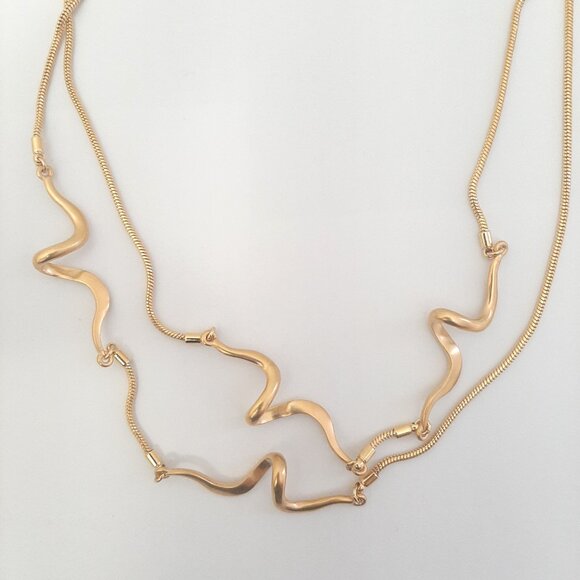 Trina Turk Glossy Gold Wavy Long Necklace - Picture 2 of 5